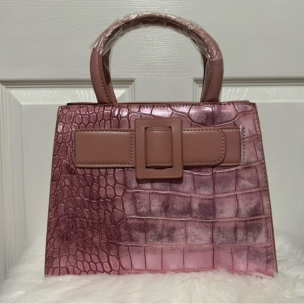 💗 *NEW* Pink Iridescent Croc-Embossed‎ Handbag